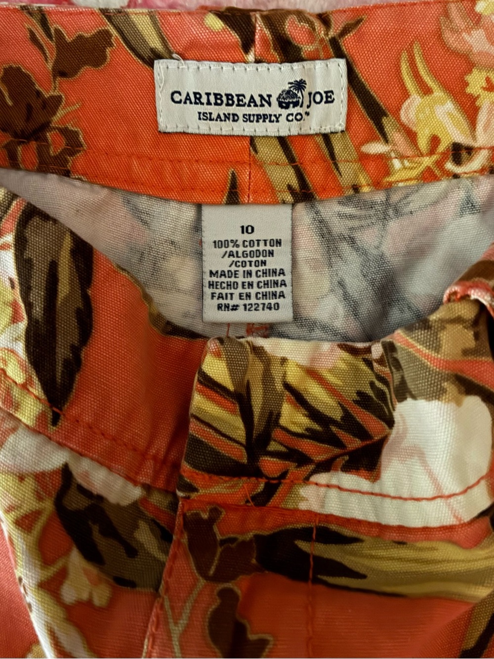 Caribbean Joe Coral Floral Tropical Print Shorts women size 10 - Picture 3 of 3